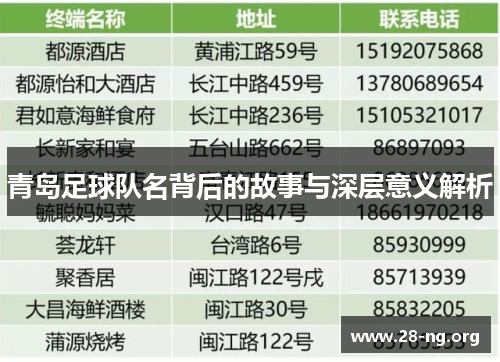 青岛足球队名背后的故事与深层意义解析